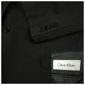 Calvin Klein Blazer Sport Coat Mens 44R Wool Blend Dapper Gentleman Black
